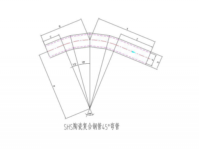 SHS陶瓷復(fù)合鋼管45°彎管